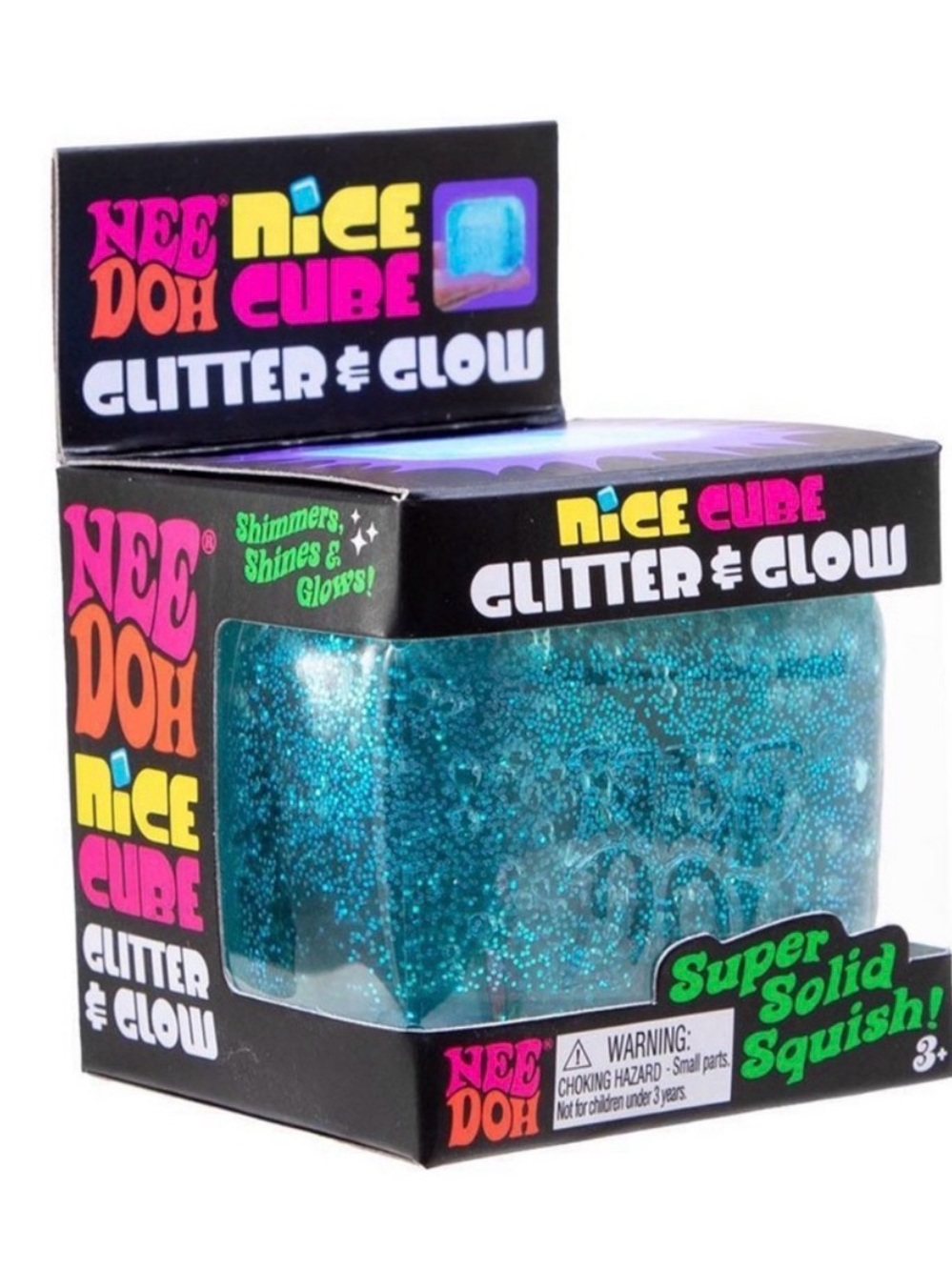 NeeDoh Nice Cube Glitter & Glow - Blue Squishy Toy